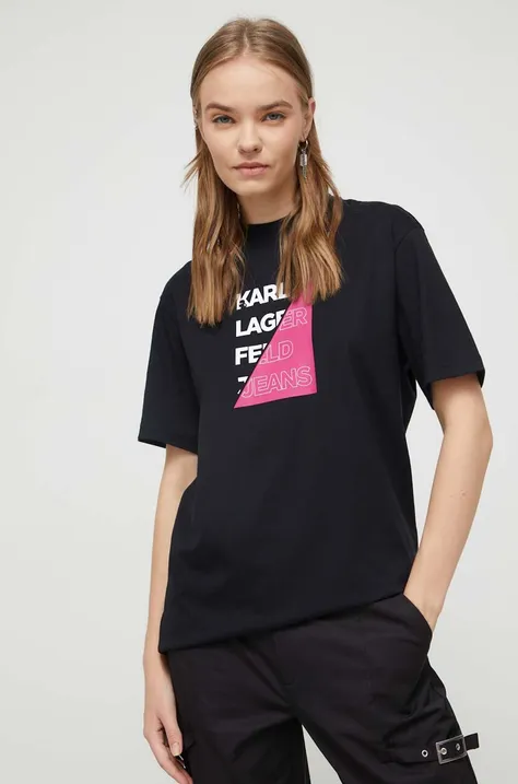 Pamučna majica Karl Lagerfeld Jeans boja: crna