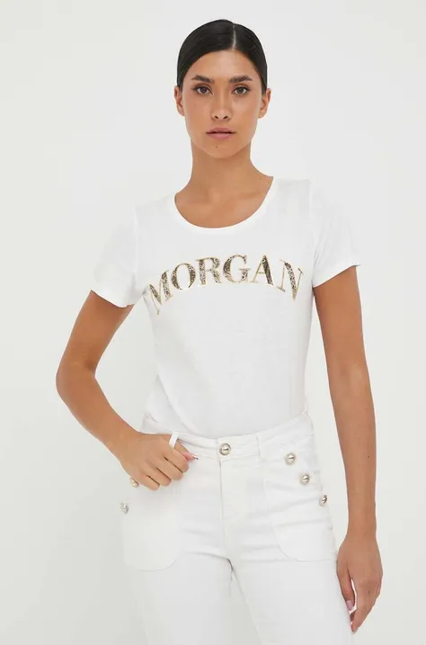Kratka majica Morgan ženski, bež barva