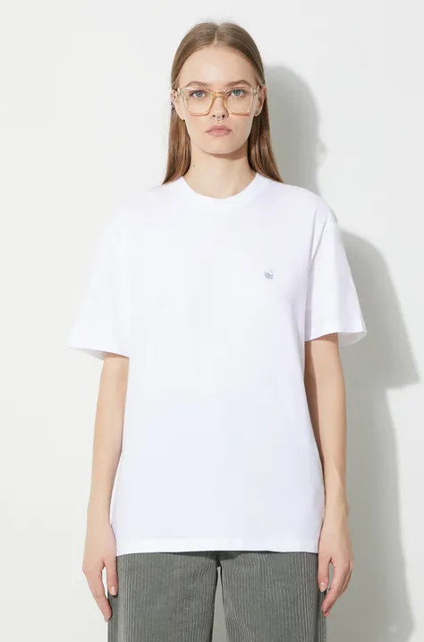 Bavlnené tričko Carhartt WIP dámsky, biela farba