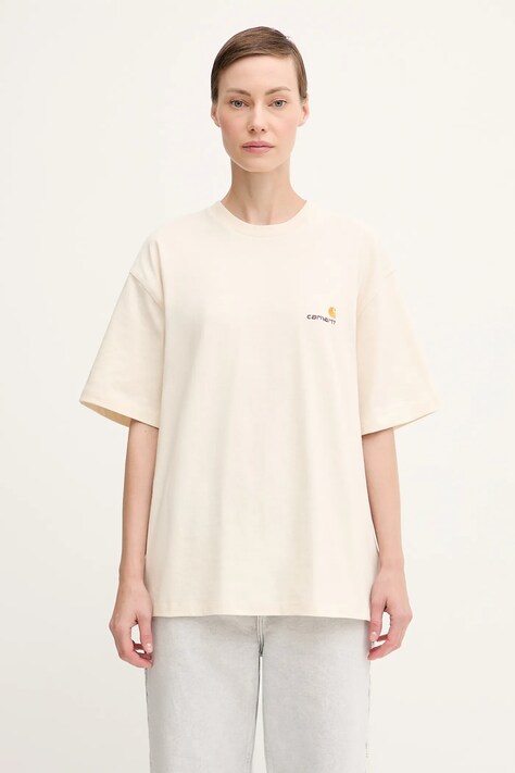 Памучна тениска Carhartt WIP дамска в бежово