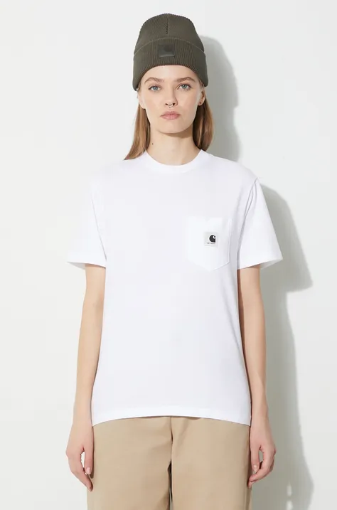 Βαμβακερό μπλουζάκι Carhartt WIP γυναικεία, χρώμα άσπρο I032215.02XX