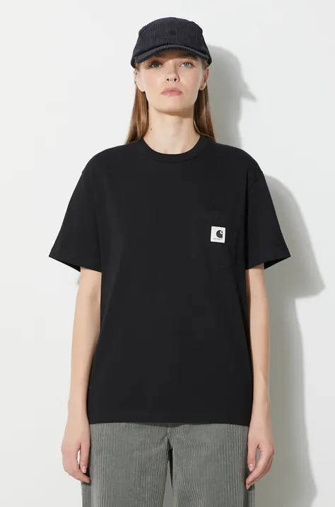 Βαμβακερό μπλουζάκι Carhartt WIP γυναικεία, χρώμα: μαύρο