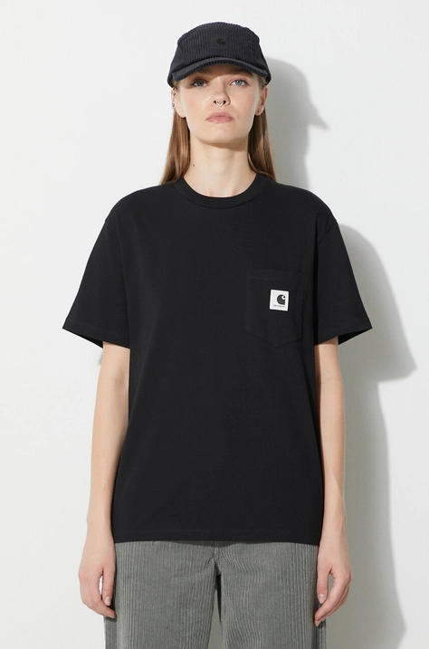 Carhartt WIP t-shirt bawełniany S/S Pocket T-Shirt damski kolor czarny I032215.89XX