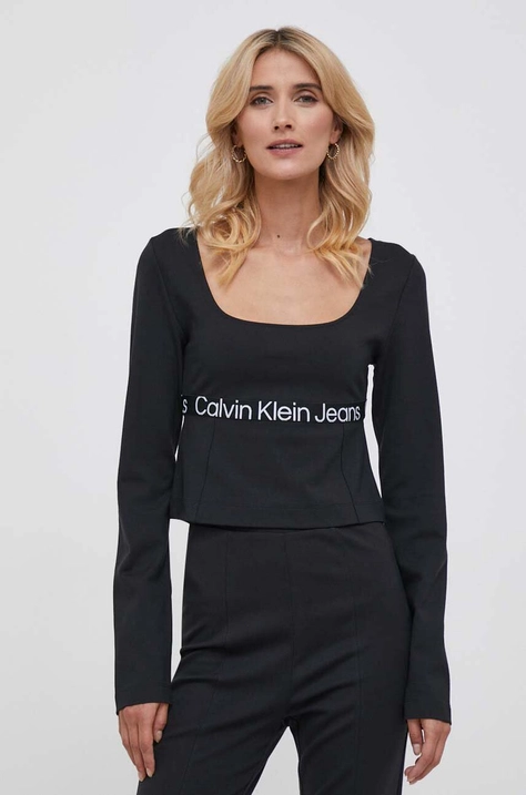 Лонгслив Calvin Klein Jeans женский цвет чёрный