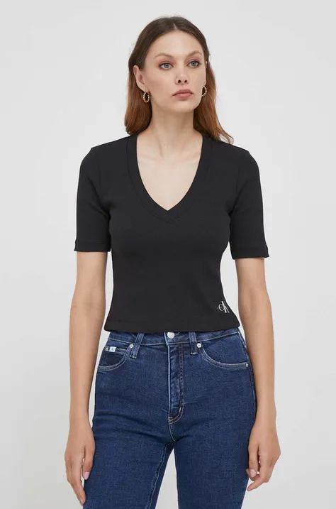 Calvin Klein Jeans tricou femei, culoarea negru