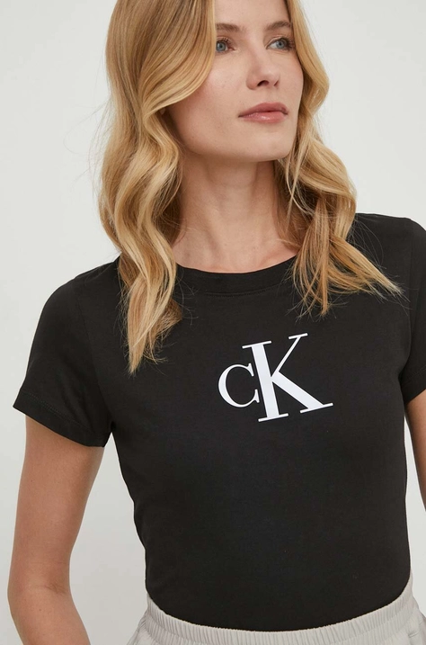 Bavlnené tričko Calvin Klein Jeans čierna farba,J20J222343