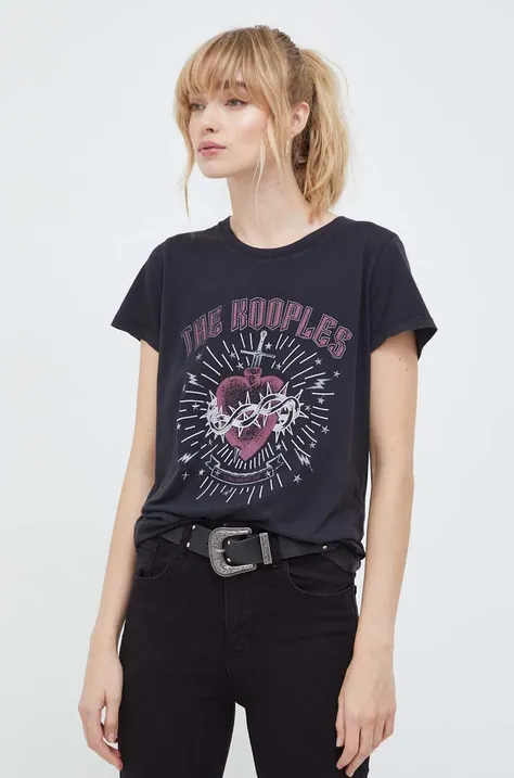 The Kooples t-shirt női, fekete