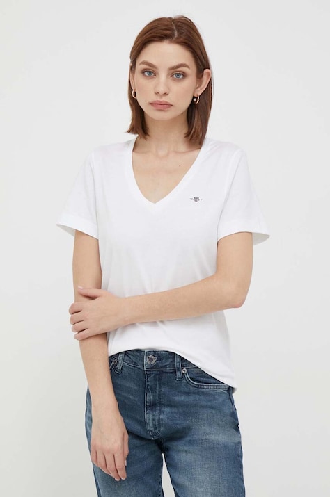 Gant tricou din bumbac culoarea alb