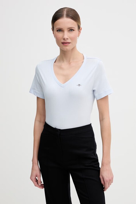 Gant t-shirt bawełniany damski kolor niebieski 4200750