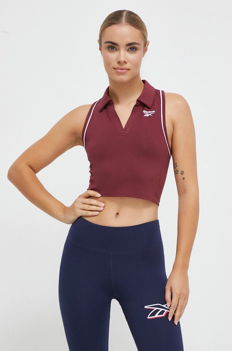 Reebok top femei, culoarea bordo