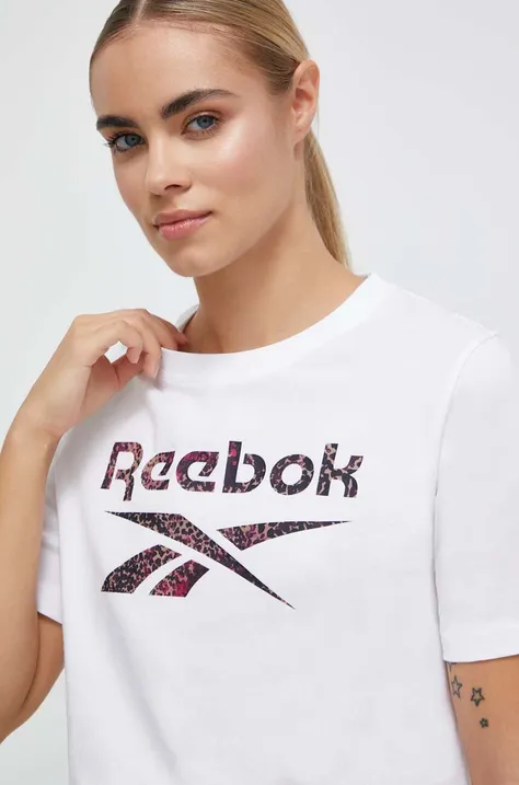 Βαμβακερό μπλουζάκι Reebok χρώμα: άσπρο