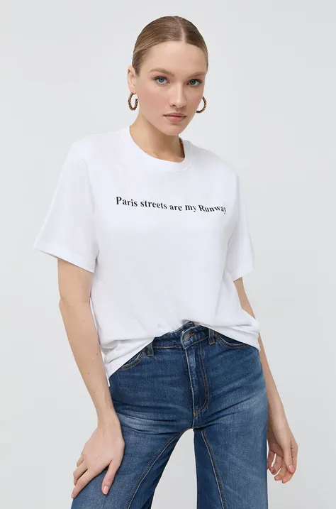 Βαμβακερό μπλουζάκι Victoria Beckham χρώμα: άσπρο