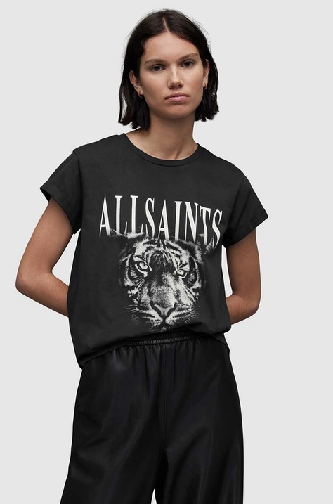 AllSaints t-shirt bawełniany TRINITY ANNA TEE kolor czarny