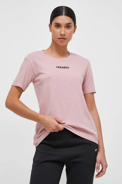 Pamučna majica Burton za žene, boja: ružičasta