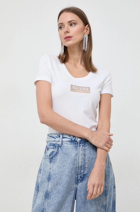 Guess tricou femei, culoarea bej