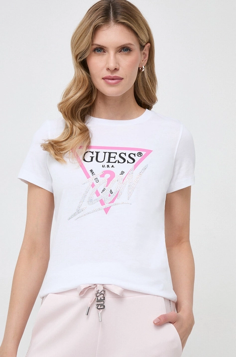 Guess t-shirt bawełniany ICON damski kolor biały W4RI41 I3Z14