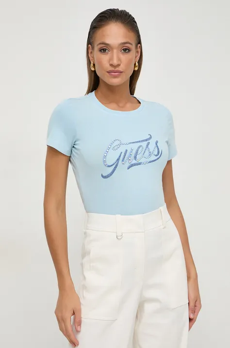 Βαμβακερό μπλουζάκι Guess γυναικεία