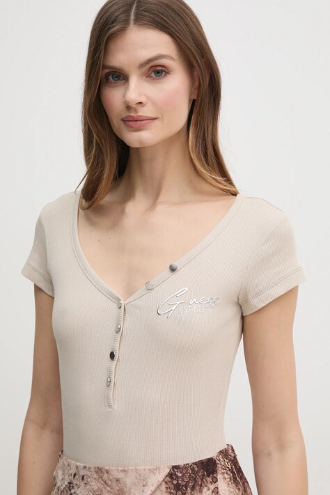 Guess t-shirt donna colore beige