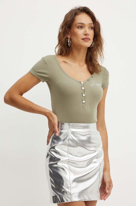 Guess tricou femei, culoarea verde