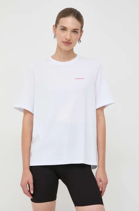 Bombažna kratka majica La Mania ženski, bela barva
