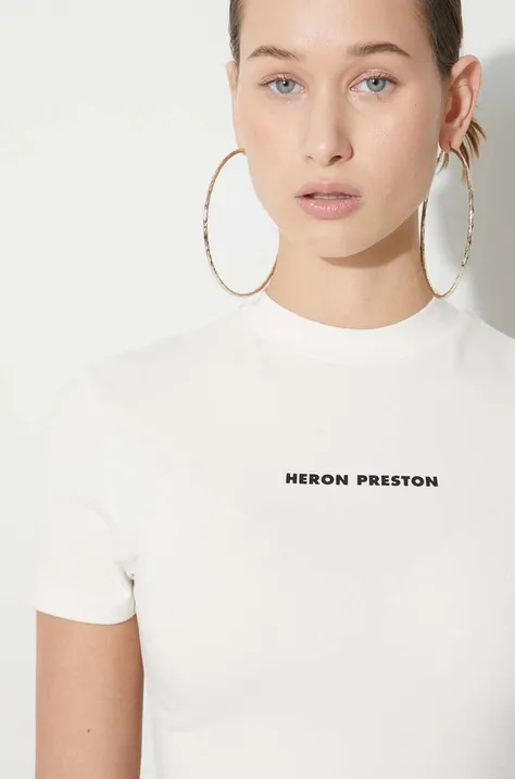 Heron Preston cotton t-shirt SS Tee women’s beige color HWAA022C99JER0010110