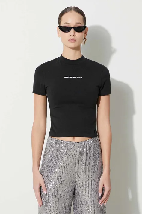 Heron Preston cotton t-shirt SS Tee women’s black color HWAA022C99JER0011001