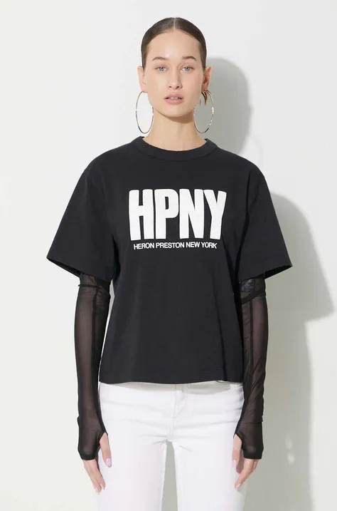 Βαμβακερό μπλουζάκι Heron Preston Reg Hpny Ss Tee γυναικείο, χρώμα: μαύρο, HWAA032C99JER0041001