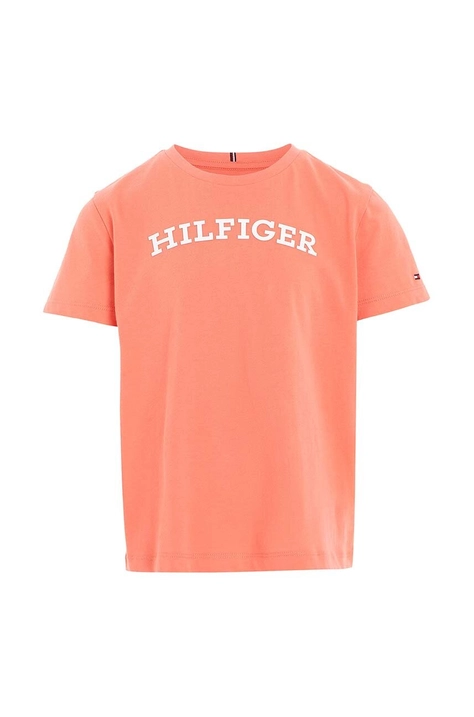 Detské bavlnené tričko Tommy Hilfiger oranžová farba