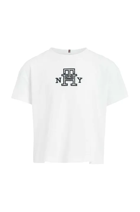 Παιδικό βαμβακερό μπλουζάκι Tommy Hilfiger χρώμα: άσπρο