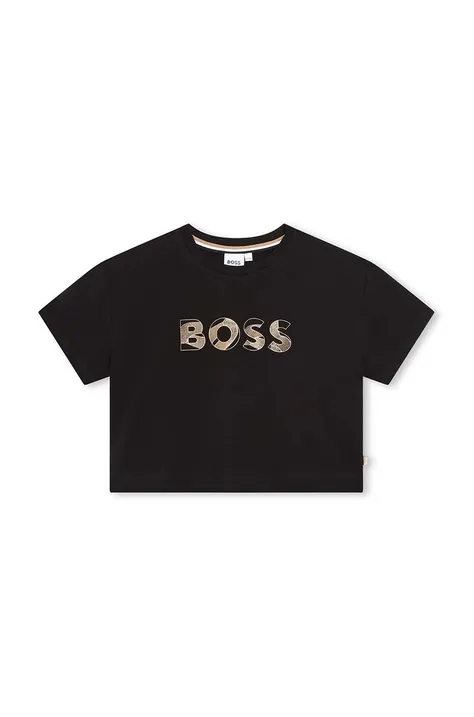 Παιδικό μπλουζάκι BOSS χρώμα: μαύρο