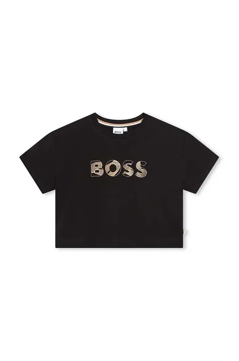 BOSS tricou copii culoarea negru