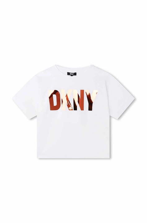 Dkny t-shirt bawełniany dziecięcy kolor biały