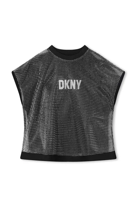 Παιδικό μπλουζάκι DKNY χρώμα: γκρι