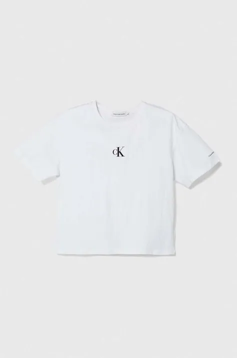 Βαμβακερό μπλουζάκι Calvin Klein Jeans χρώμα: άσπρο