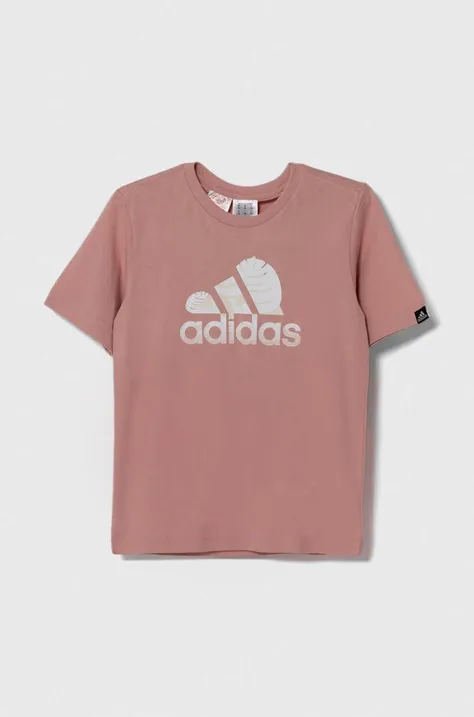 Детская хлопковая футболка adidas цвет розовый