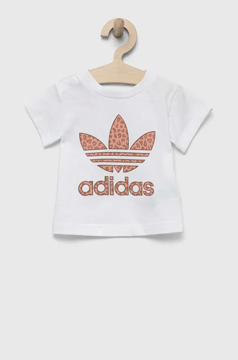 Otroška bombažna kratka majica adidas Originals bela barva
