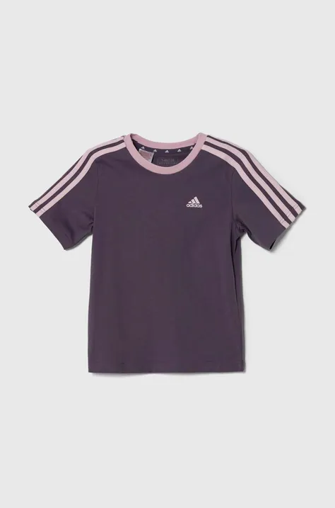 Дитяча бавовняна футболка adidas колір фіолетовий