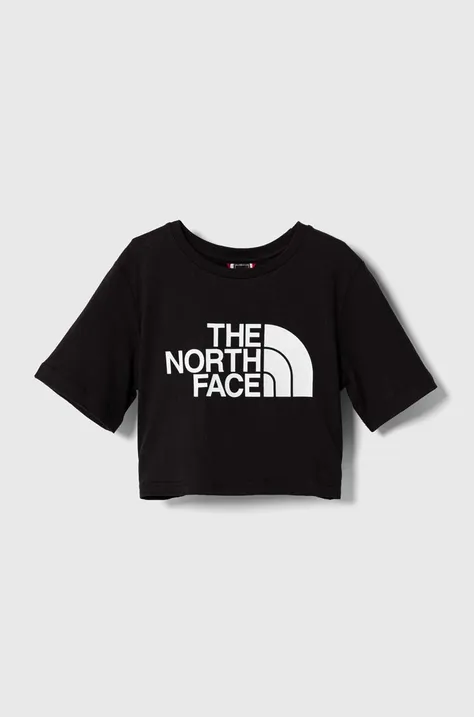 Detské bavlnené tričko The North Face G S/S CROP EASY TEE čierna farba