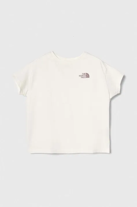 Detské bavlnené tričko The North Face G VERTICAL LINE S/S TEE biela farba