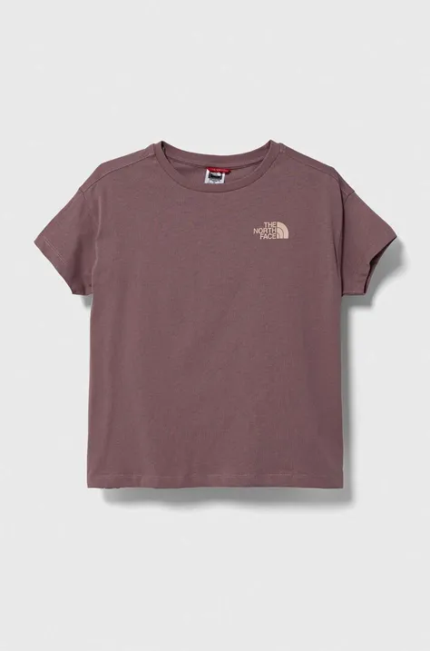 The North Face t-shirt bawełniany dziecięcy G VERTICAL LINE S/S TEE kolor brązowy