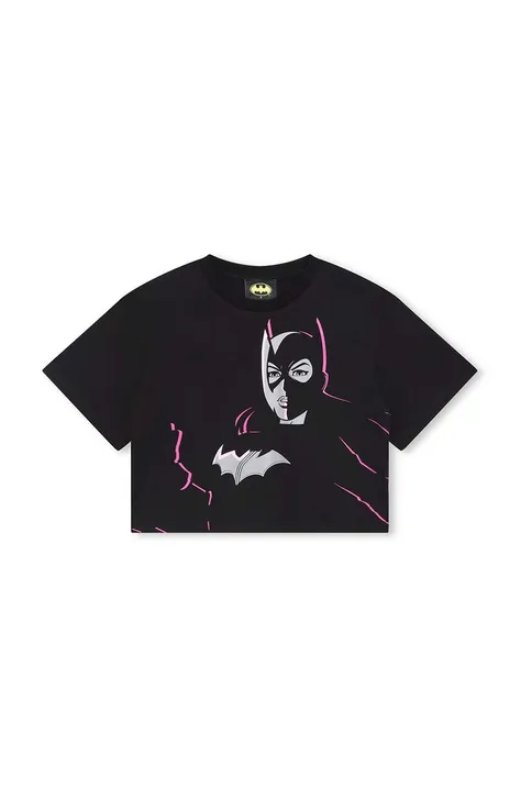 Παιδικό βαμβακερό μπλουζάκι DKNY x DC Comics χρώμα: μαύρο