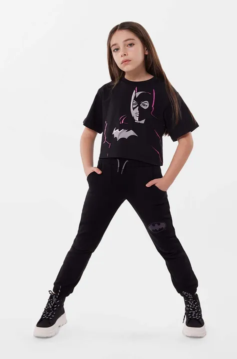 Otroška bombažna kratka majica Dkny x DC Comics črna barva
