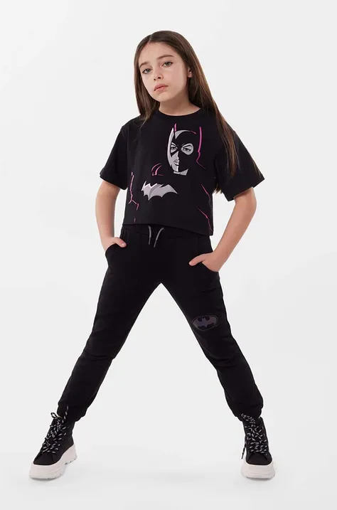 Dječja pamučna majica kratkih rukava Dkny x DC Comics boja: crna