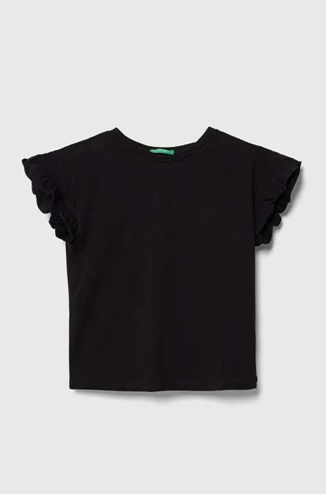 Παιδικό βαμβακερό μπλουζάκι United Colors of Benetton χρώμα: μαύρο