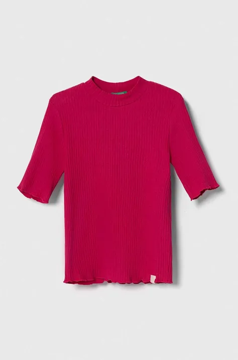 United Colors of Benetton t-shirt dziecięcy kolor różowy