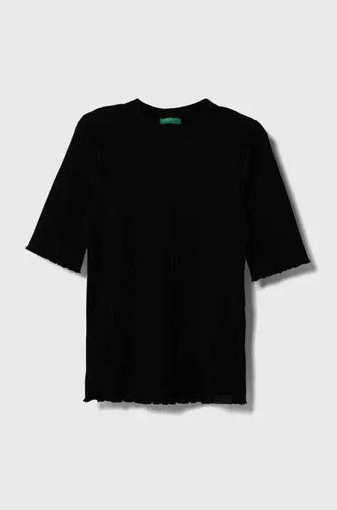 United Colors of Benetton t-shirt dziecięcy kolor czarny