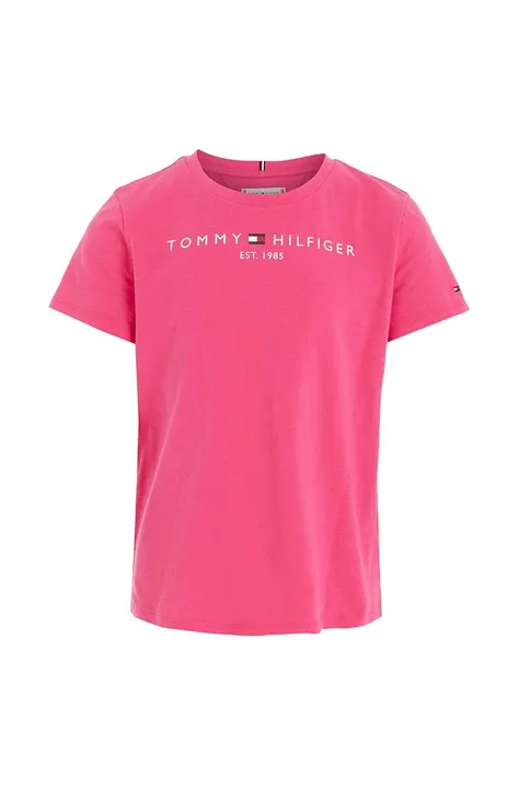 Παιδικό βαμβακερό μπλουζάκι Tommy Hilfiger χρώμα: ροζ
