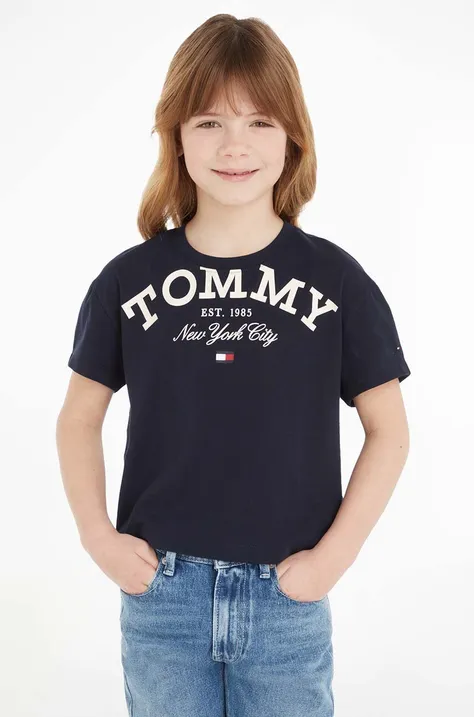 Bombažna kratka majica Tommy Hilfiger mornarsko modra barva