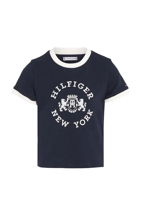 Dječja pamučna majica kratkih rukava Tommy Hilfiger boja: tamno plava