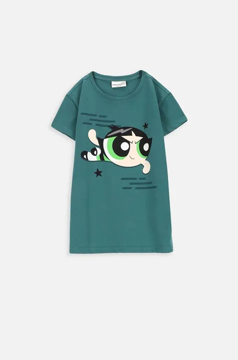 Dětské bavlněné tričko Coccodrillo zelená barva